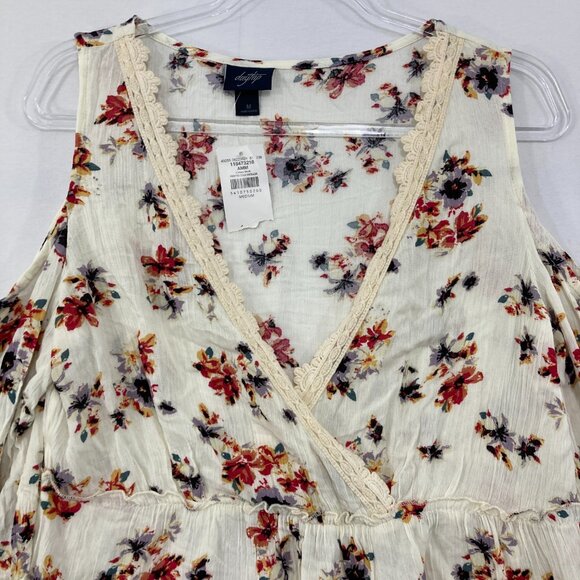 New Daytrip Medium Floral Lace Faux Wrap Cold Shoulder Tiered Baby-doll Boho Top - Picture 5 of 11